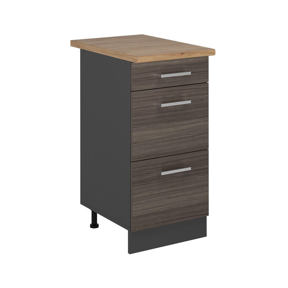 Vicco SPODNÍ SKŘÍŇKA KUCHYŇSKÉ LINKY R-Line Ušlechtilá šedá 40 cm se zásuvkami, PD Dub