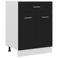 KÜCHENUNTERSCHRANK Lyon mit 2 Türen, 1 Schublade 60/46/81,5 cm aus Holzwerkstoff Schwarz - Schwarz/Grau, Holz/Metall (60/81.5/46cm) - vidaXL
