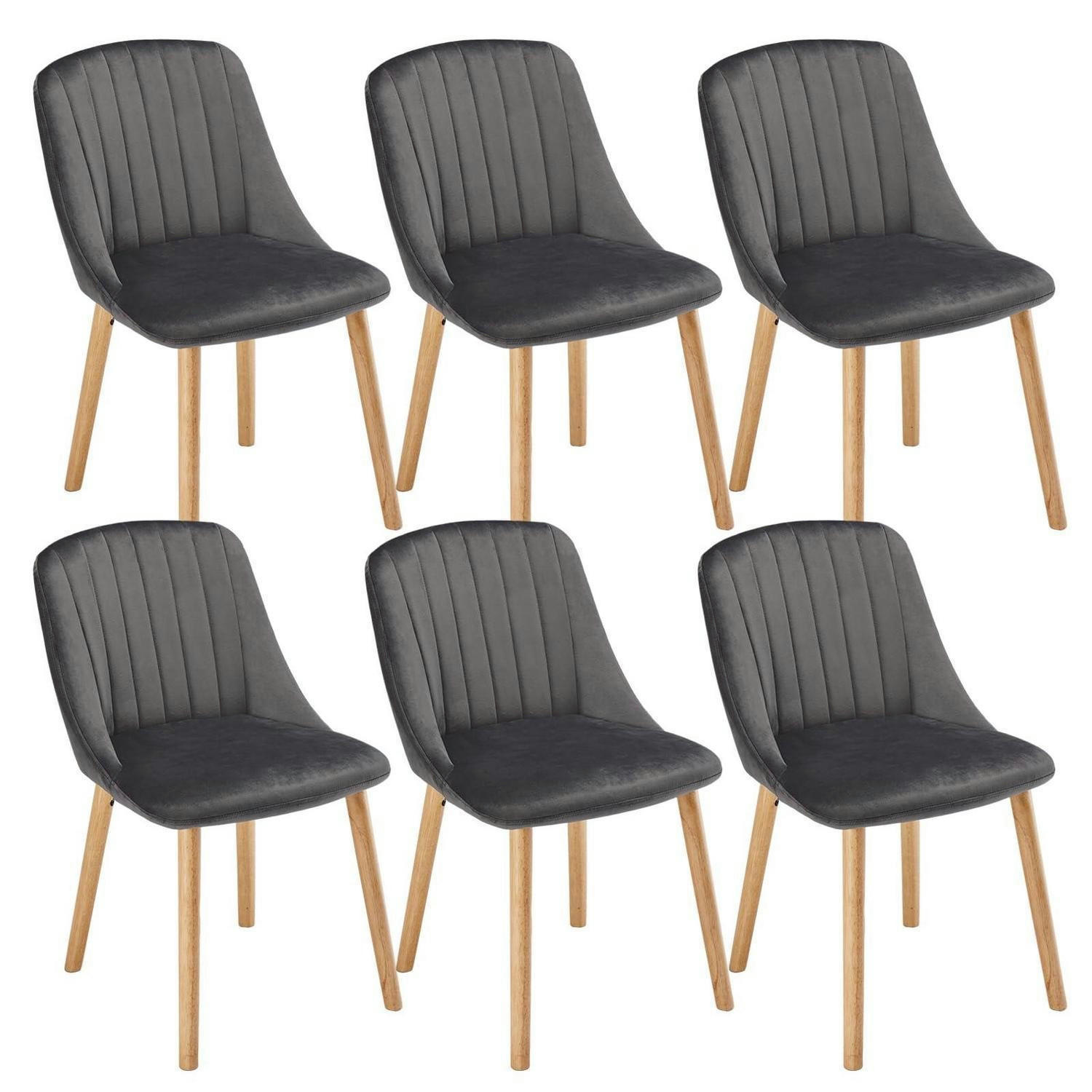 ESSZIMMERSTÜHLE 6er Set Samt Dunkelgrau - Anthrazit, Textil (48.5/81/43.5cm)