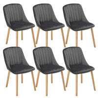 ESSZIMMERSTÜHLE 6er Set Samt Dunkelgrau - Anthrazit, Textil (48.5/81/43.5cm)