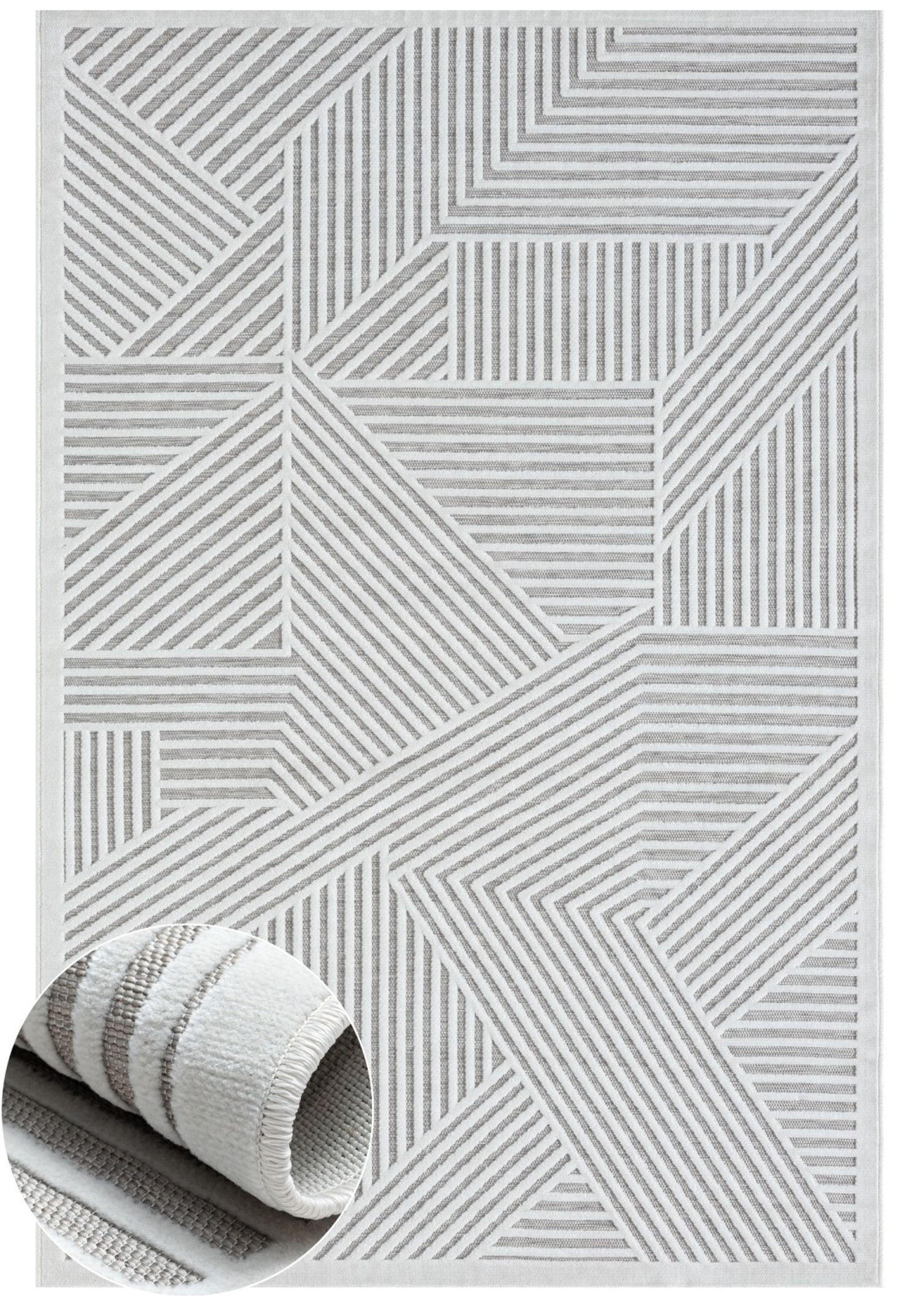 OUTDOORTEPPICH Audrey Hellgrau,Silberfarben,Creme 140/200 cm - Hellgrau, Textil (140/200cm) - My-Rug