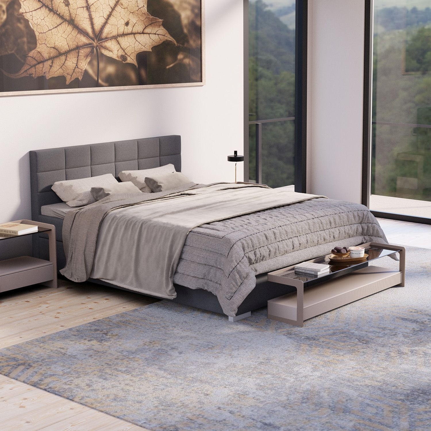 BOXBETT Seattle hellgrau 180x200 cm Malmo-Stoff - Hellgrau, Textil (180/200cm) - Juskys