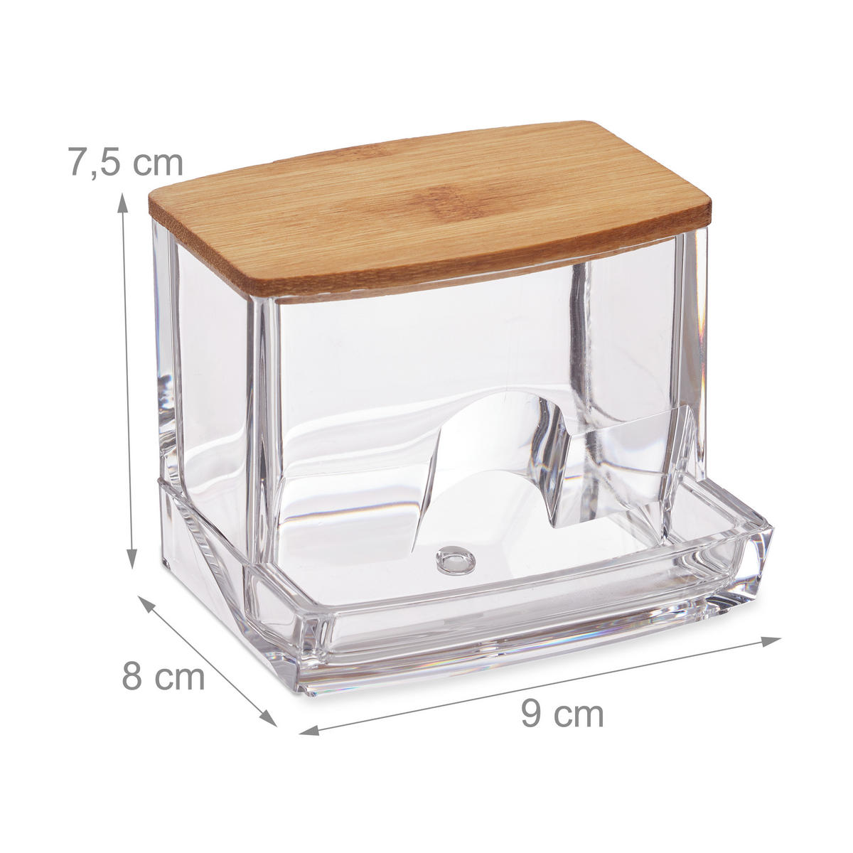WATTESTÄBCHEN-AUFBEWAHRUNG - Transparent, Holz/Kunststoff (9/7.5/8cm) - Relaxdays