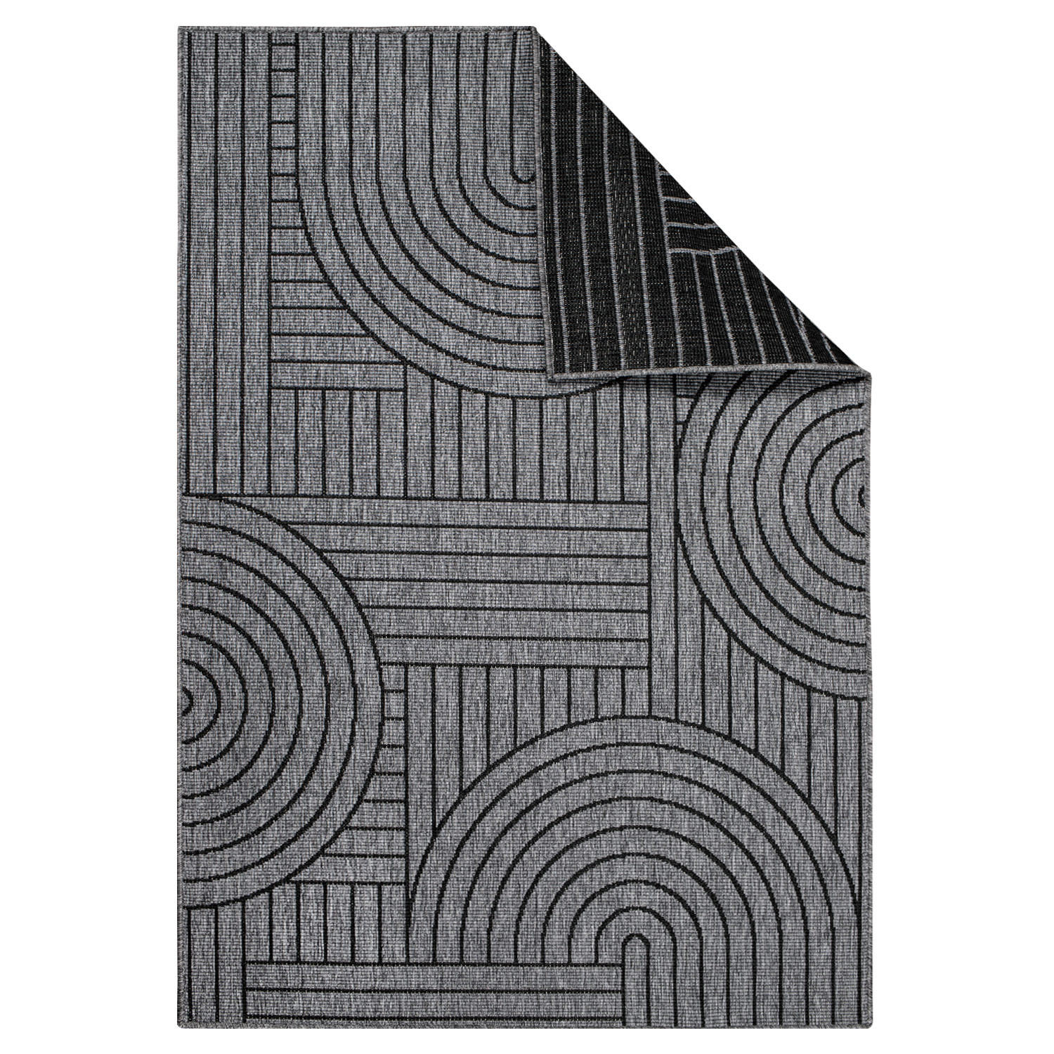 OUTDOOR-TEPPICH DuoRug 5842 Anthrazit 160x230 cm - Anthrazit, Textil (160/230cm) - carpet city