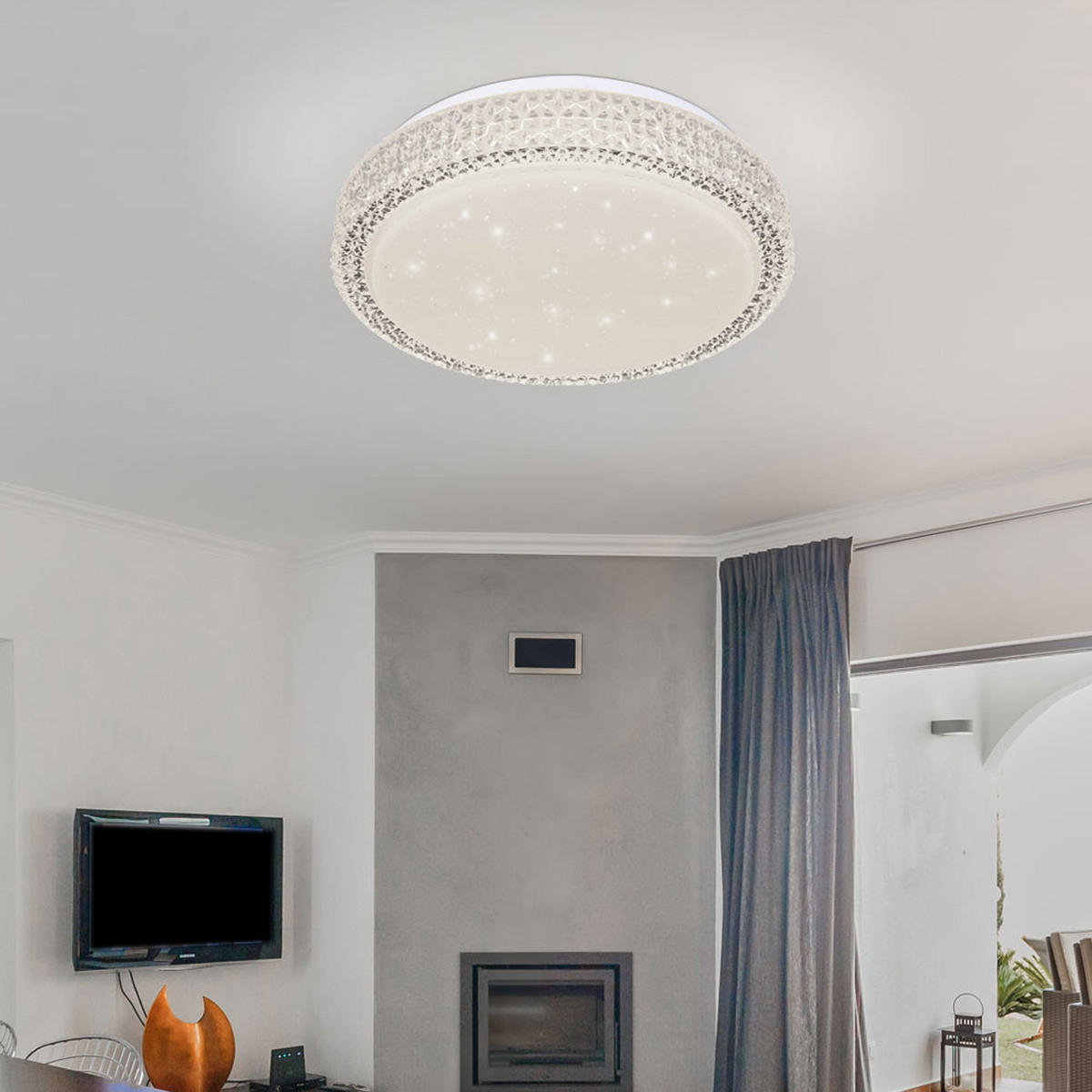 LED DECKENLEUCHTE Metall Kristallklar - Klar, Metall (30/30/8cm) - Globo Lighting