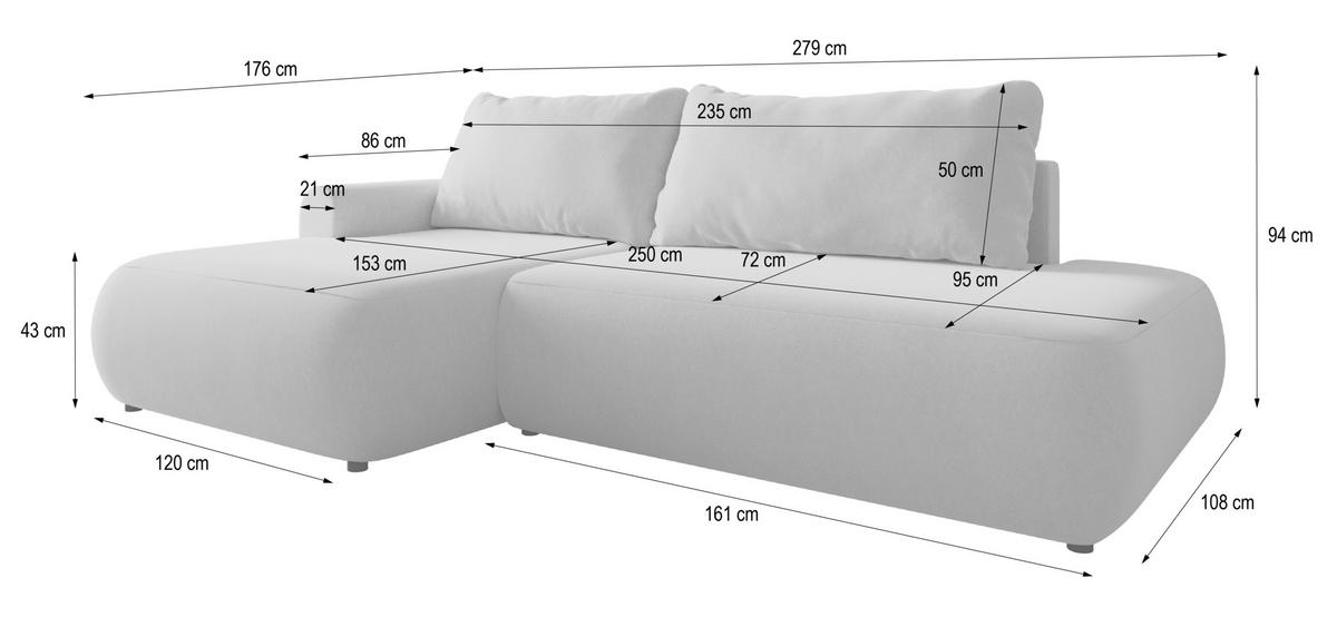ECKSOFA NUVIRA CL L-S Koralle Samtstoff mit Schlaffunktion - Koralle, Holzwerkstoff/Textil (279/158cm) - MASSENO