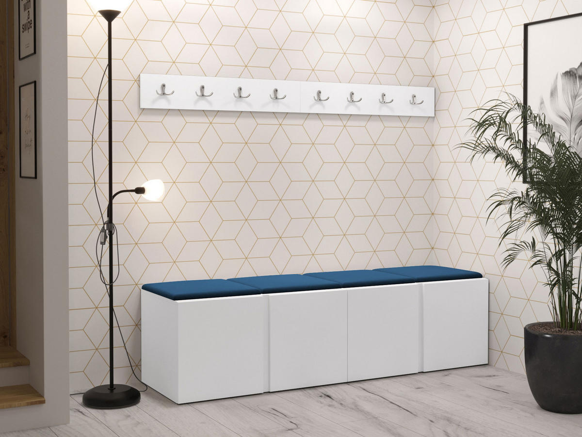 GARDEROBEN-SET Orion VII - Blau/Weiß, Holzwerkstoff/Kunststoff (168/42/46cm) - MIRJAN24