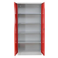STAHLSCHRANK Bee mit 5 lackierten Fachböden 195x92x60 cm Korpusfarbe Lichtgrau Frontfarbe Feuerrot - Rot, Metall (92/195/60cm)
