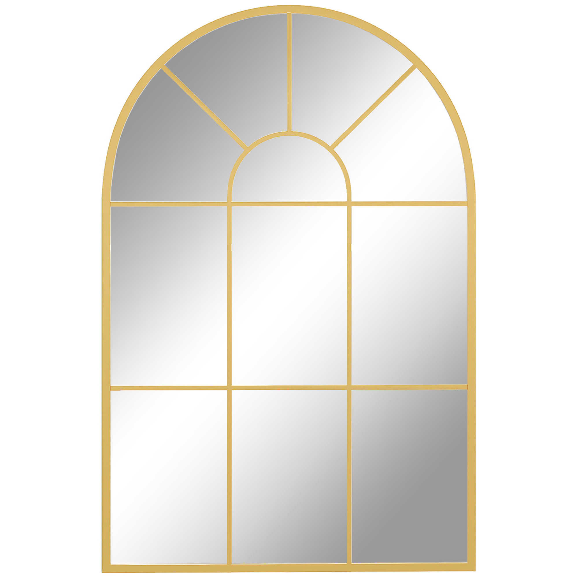 WANDSPIEGEL, Fensterspiegel, Dekorativ Spiegel mit Metallrahmen, Hängespiegel, Gold - Goldfarben, Metall (2/60/91cm) - HOMCOM