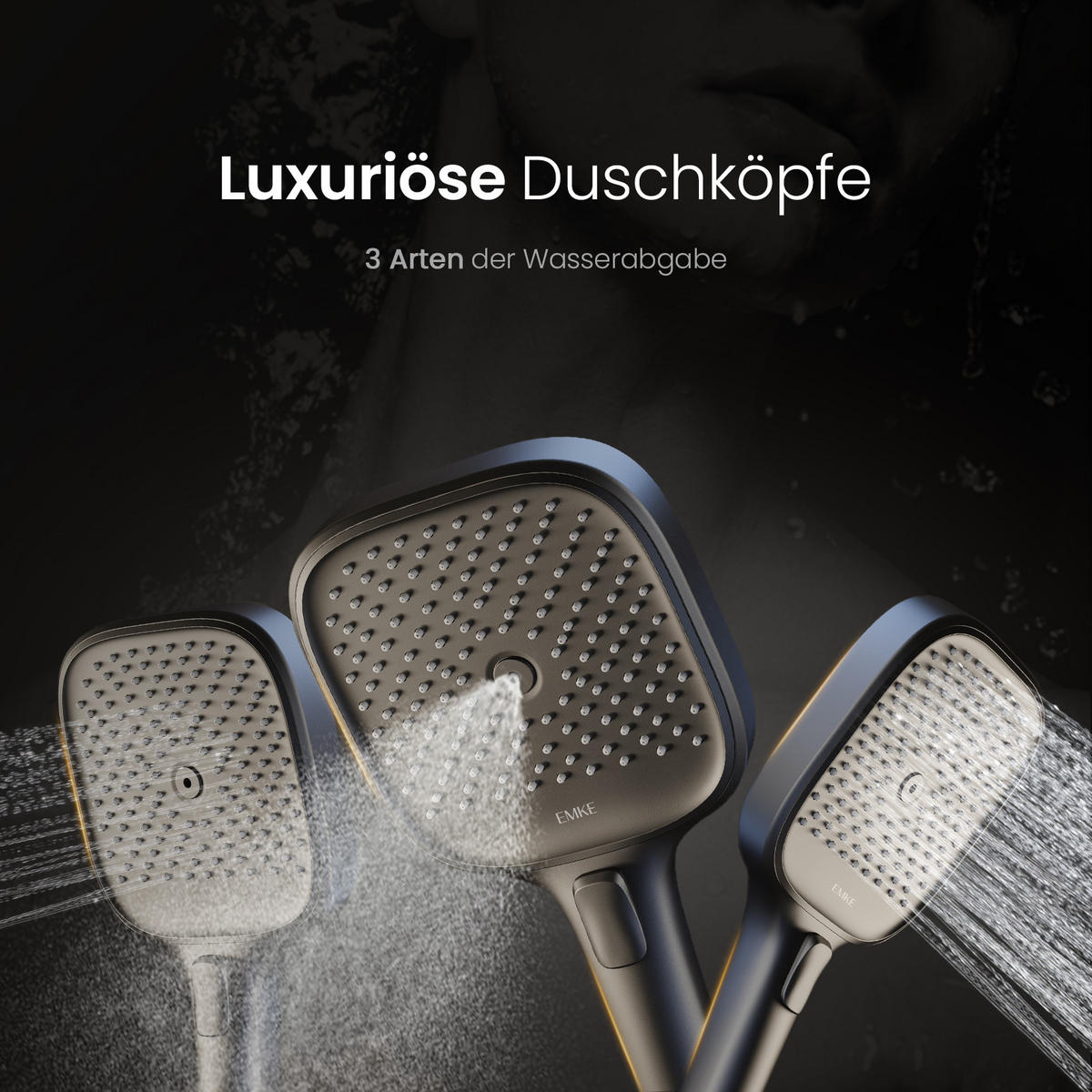 ÜBERKOPFBRAUSESET mit Handbrause Thermostat Vielseitig Anthrazit - Anthrazit, Metall (40/113/58cm) - EMKE