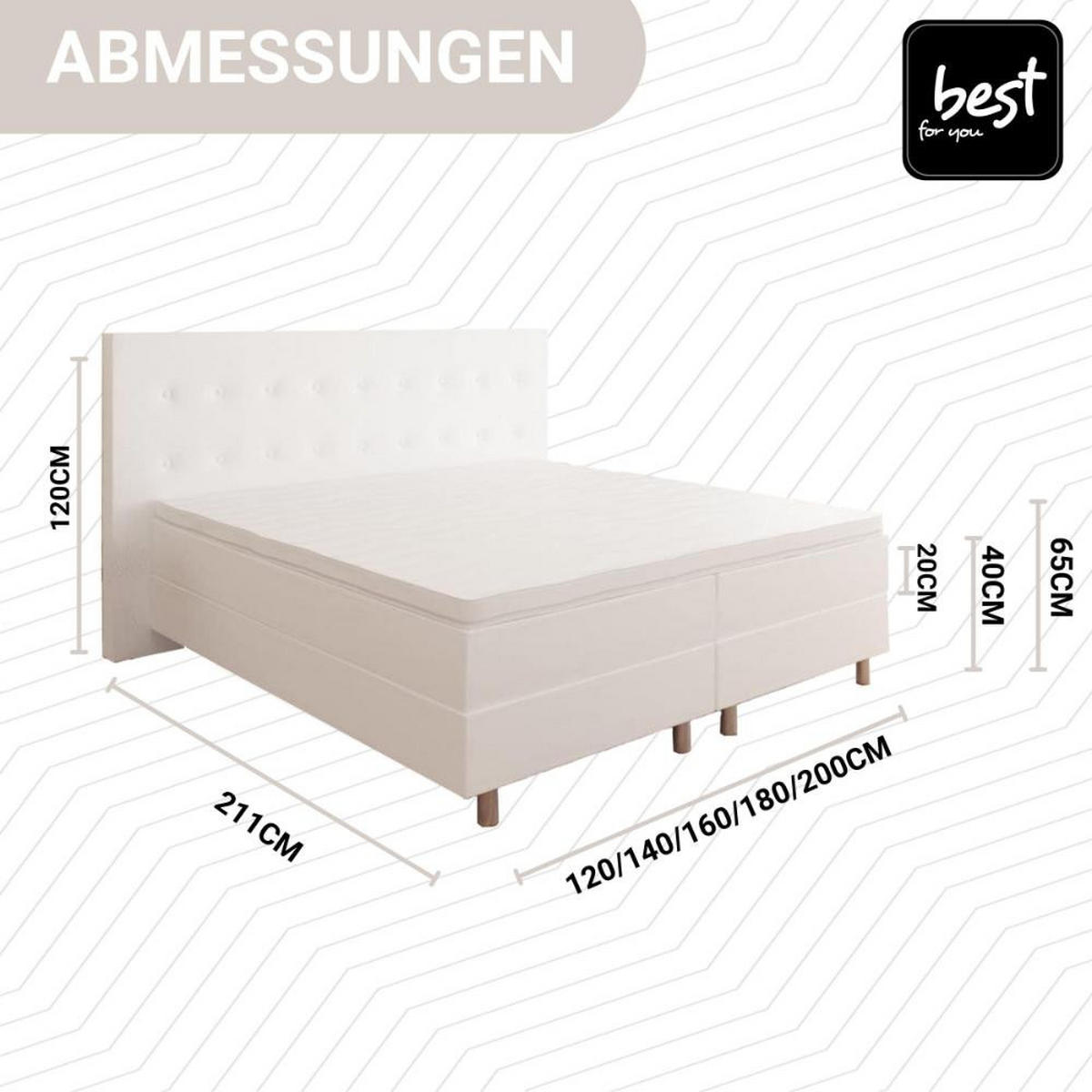 BOXBETT Neo First Class Bett Polsterbett - Weiß, Holz/Holzwerkstoff (160/200cm) - Best For Home