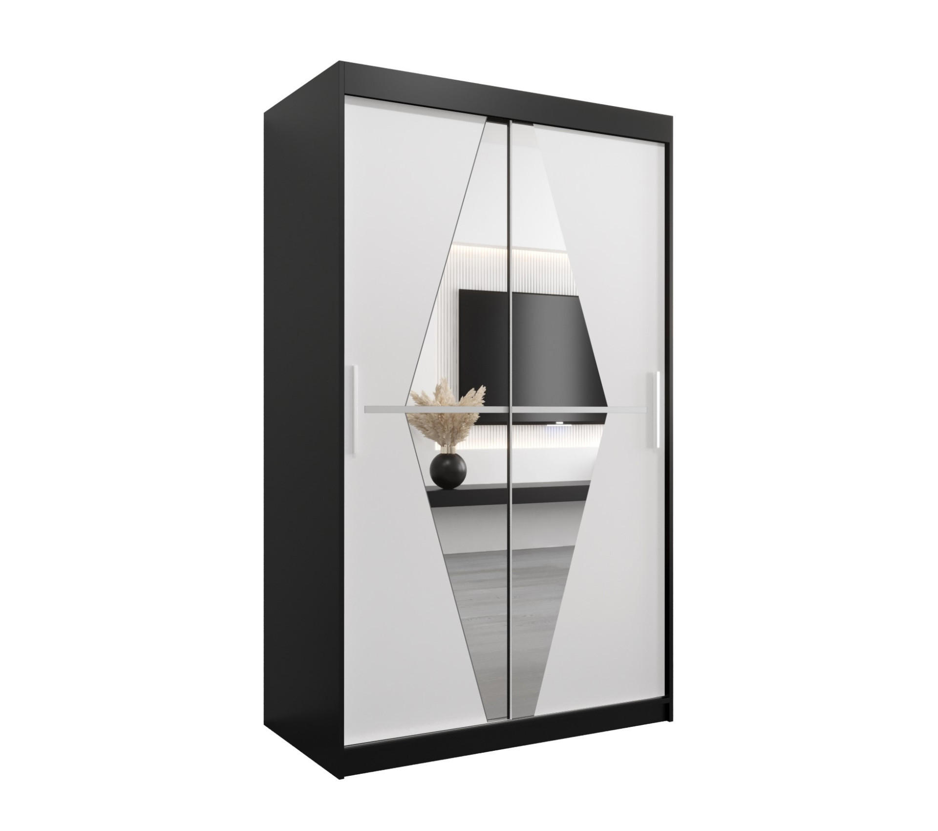 SCHWEBETÜRENSCHRANK 200/180/62 2-türig - Silberfarben/Schwarz, Holz/Kunststoff (180/200/62cm) - Abiks Möbel