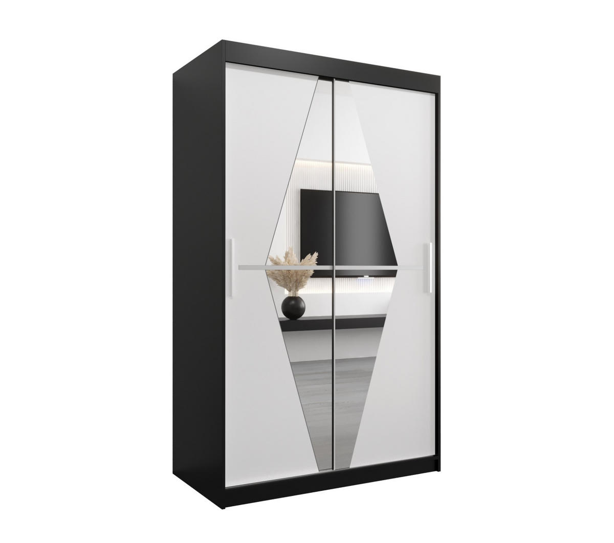 SCHWEBETÜRENSCHRANK 200/180/62 2-türig - Silberfarben/Schwarz, Holz/Kunststoff (180/200/62cm) - Abiks Möbel