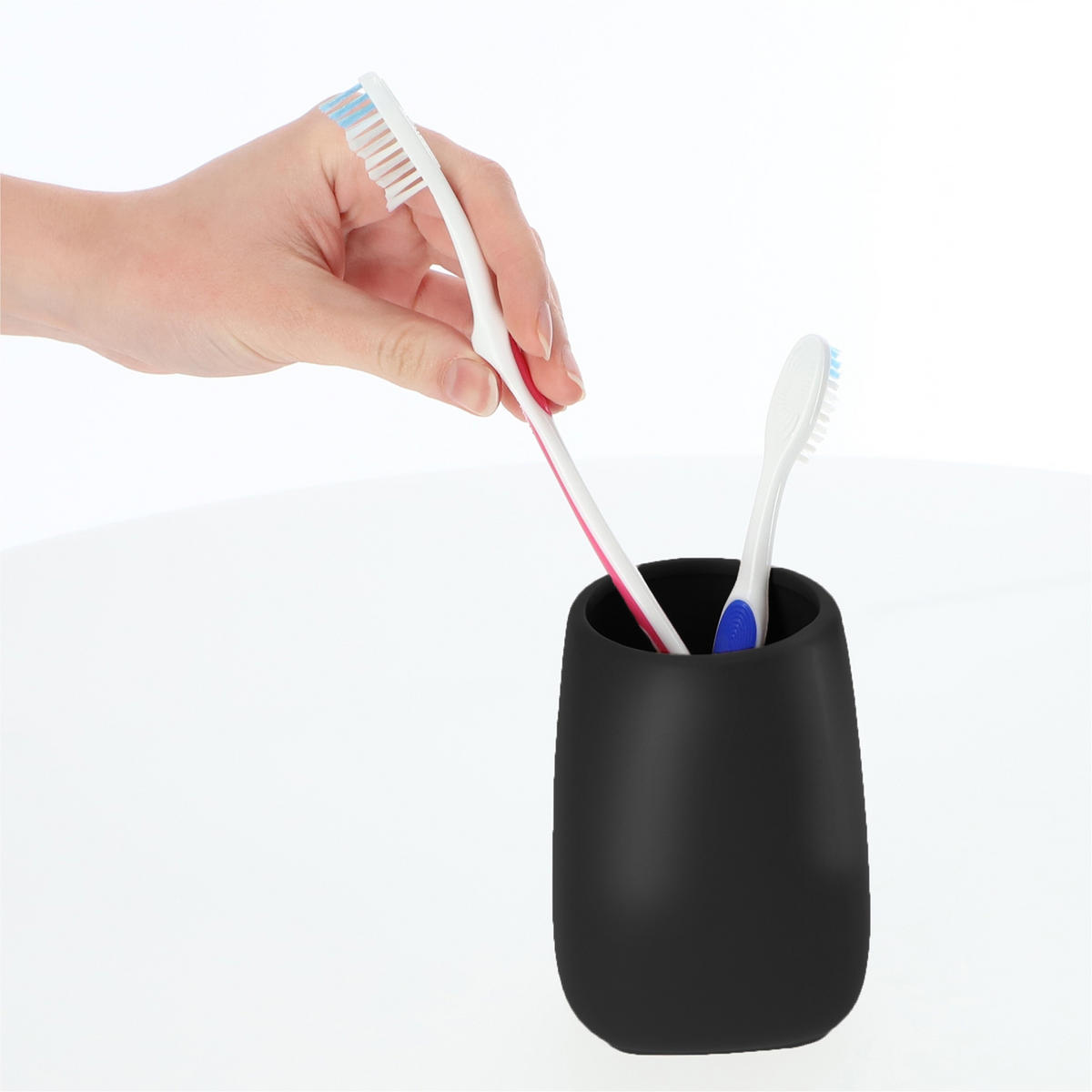 ZAHNPUTZBECHER für das Badezimmer 11 x 8 cm, schwarz - Schwarz, Keramik (8/11cm) - KADAX