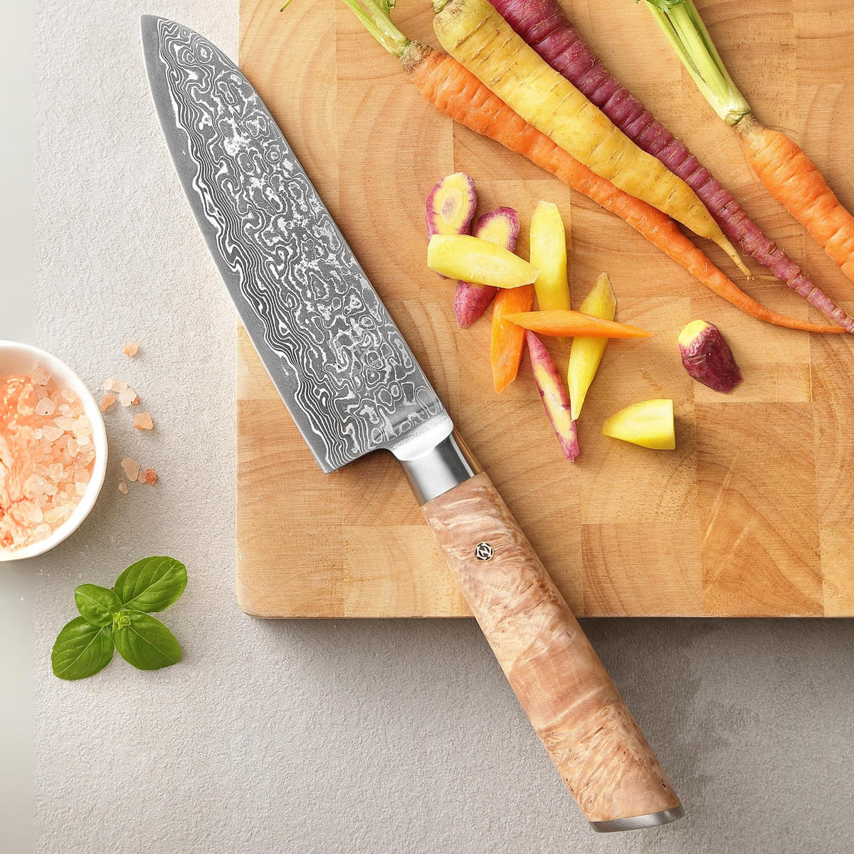 SANTOKUMESSER 17 cm - Birkefarben, Holz/Metall (31cm) - Zayiko