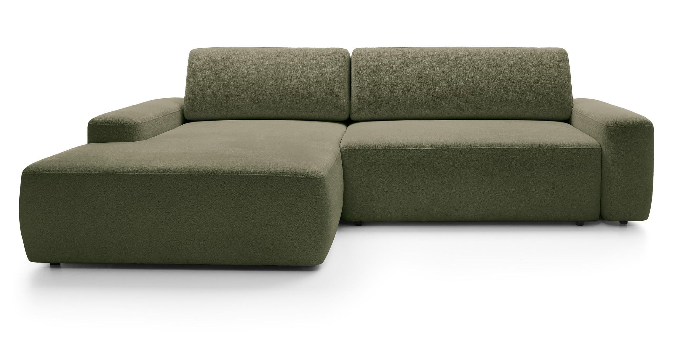 ECKCOUCH mit Schlaffunktion Orea M, 265 cm, Bettkasten, Links, Grün - Grün, Holz (264/162cm) - Emporius