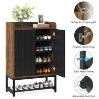 SCHUHSCHRANK 5-stufig Weiß - Schwarz/Braun, Holz (73/105/35cm) - Beaface