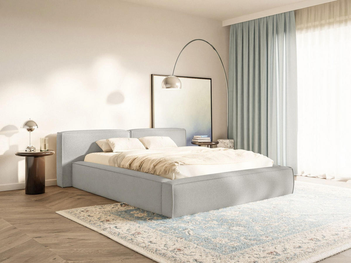 POLSTERBETT Tilves Low Hellgrau 140x200 cm - Hellgrau/Schwarz, Kunststoff/Textil (140/200cm) - Selsey