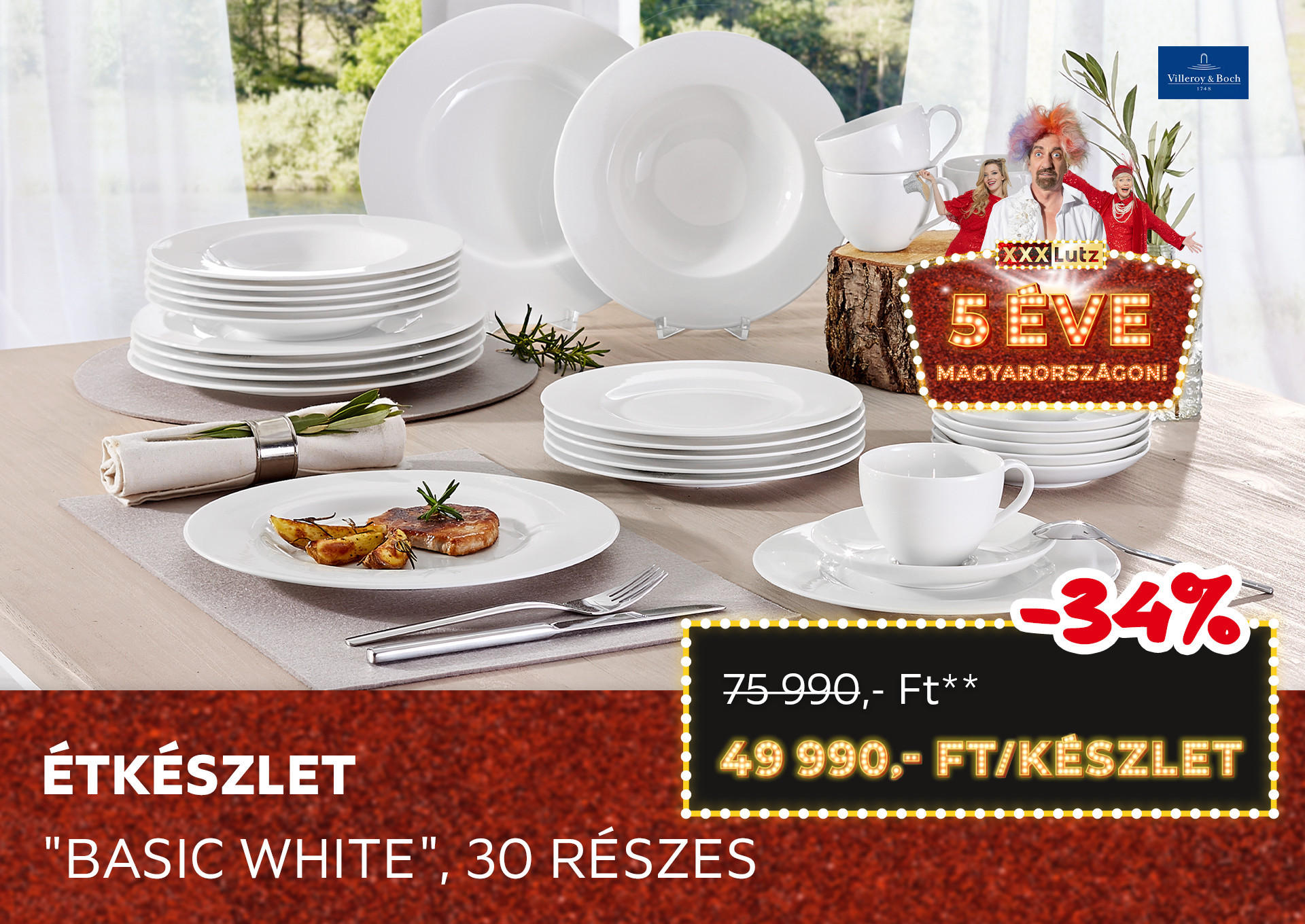 Étkészlet "Basic White", 30 részes Kiemelt termék 75990 Ft.- helyett 49990 Ft.-