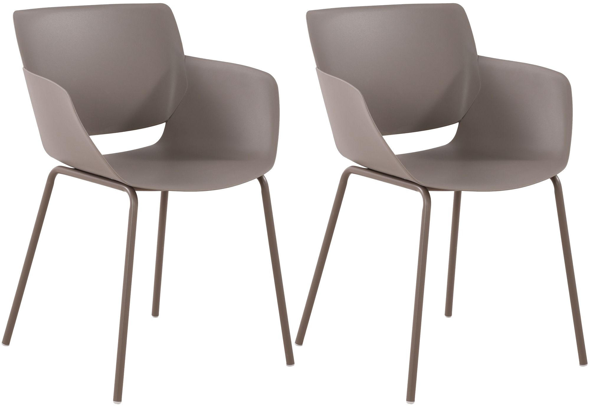 STUHL 2 Kunststoff Taupe - Taupe, Kunststoff/Metall (58/80/54cm) - CLP