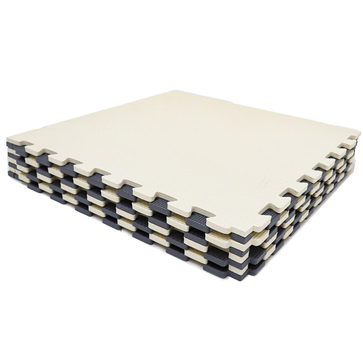 SPIELMATTE mit Rand - 8er Set - 50x50 cm - Beige und Grau - Grau, Kunststoff (50/50cm) - Littletom