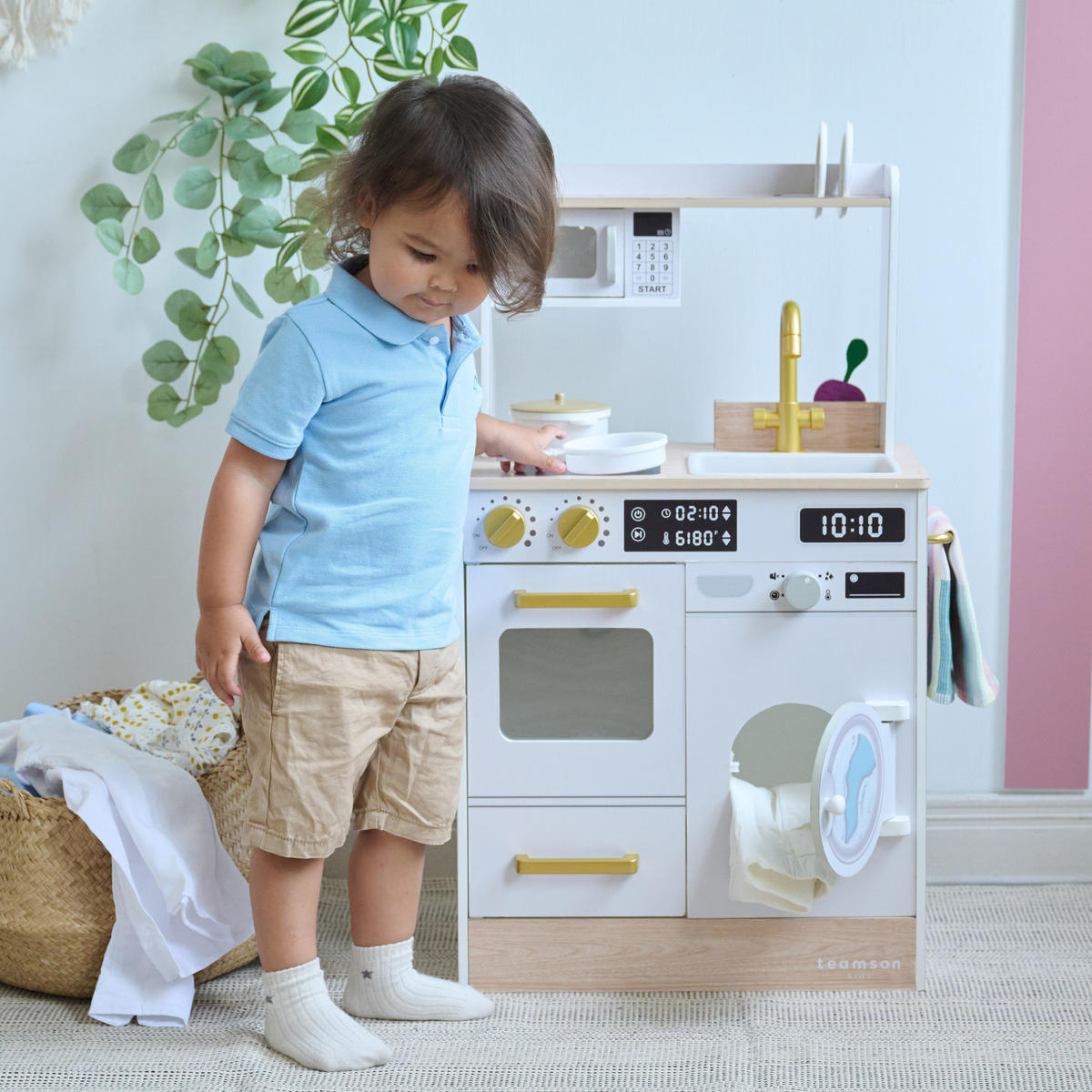 KINDERKÜCHE Spielküche, Weiß, 79cm - Weiß, Holzwerkstoff (51/31/79cm) - Teamson Kids