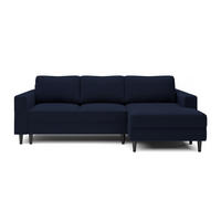 ECKSOFA Nalika Dunkelblau Velours - Schwarz/Dunkelblau, Holz/Textil (230/143cm) - Selsey