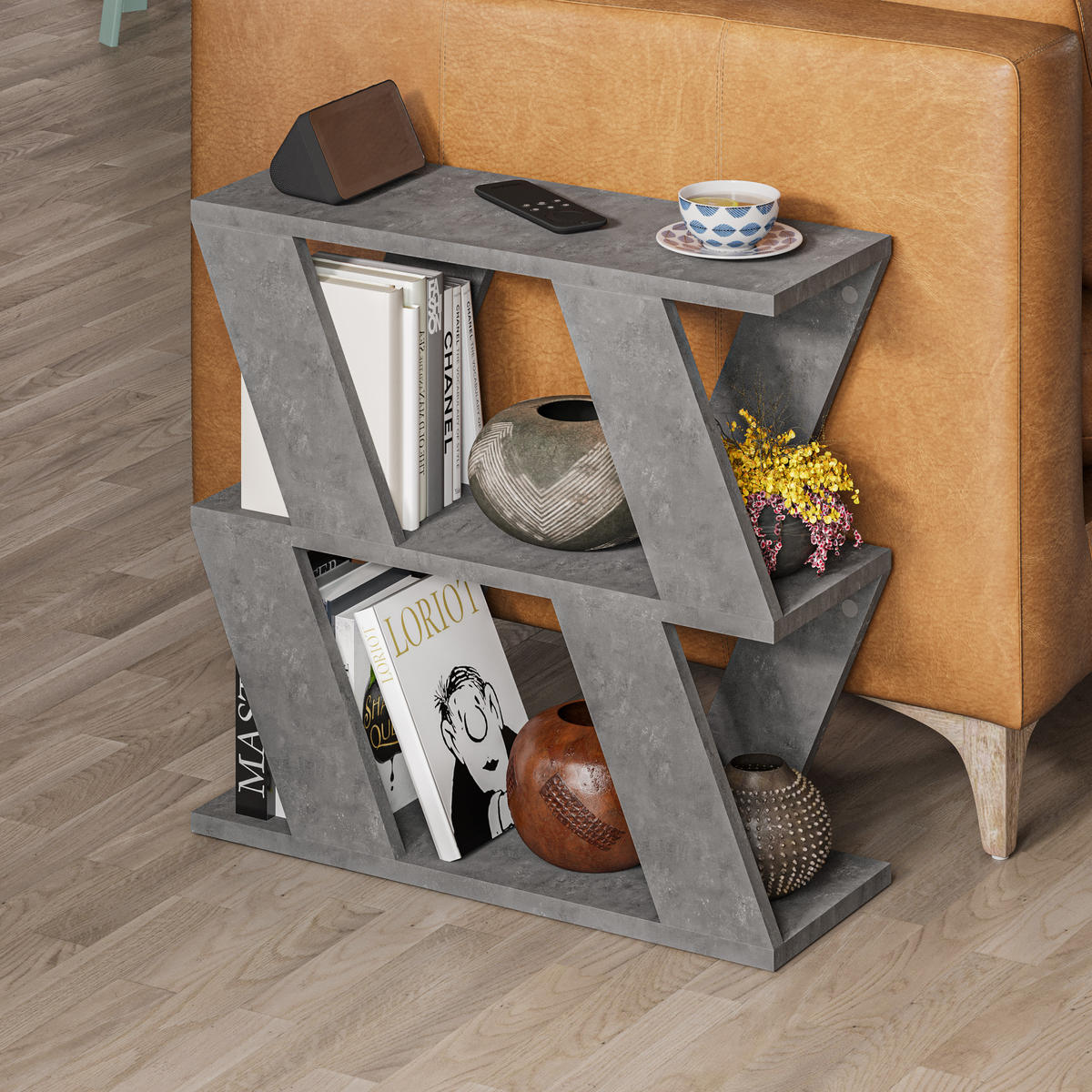 BEISTELLTISCH Lazena Retro-Grau 60/22/55,4 cm - Grau, Holzwerkstoff (22/60/55.4cm) - Decortie