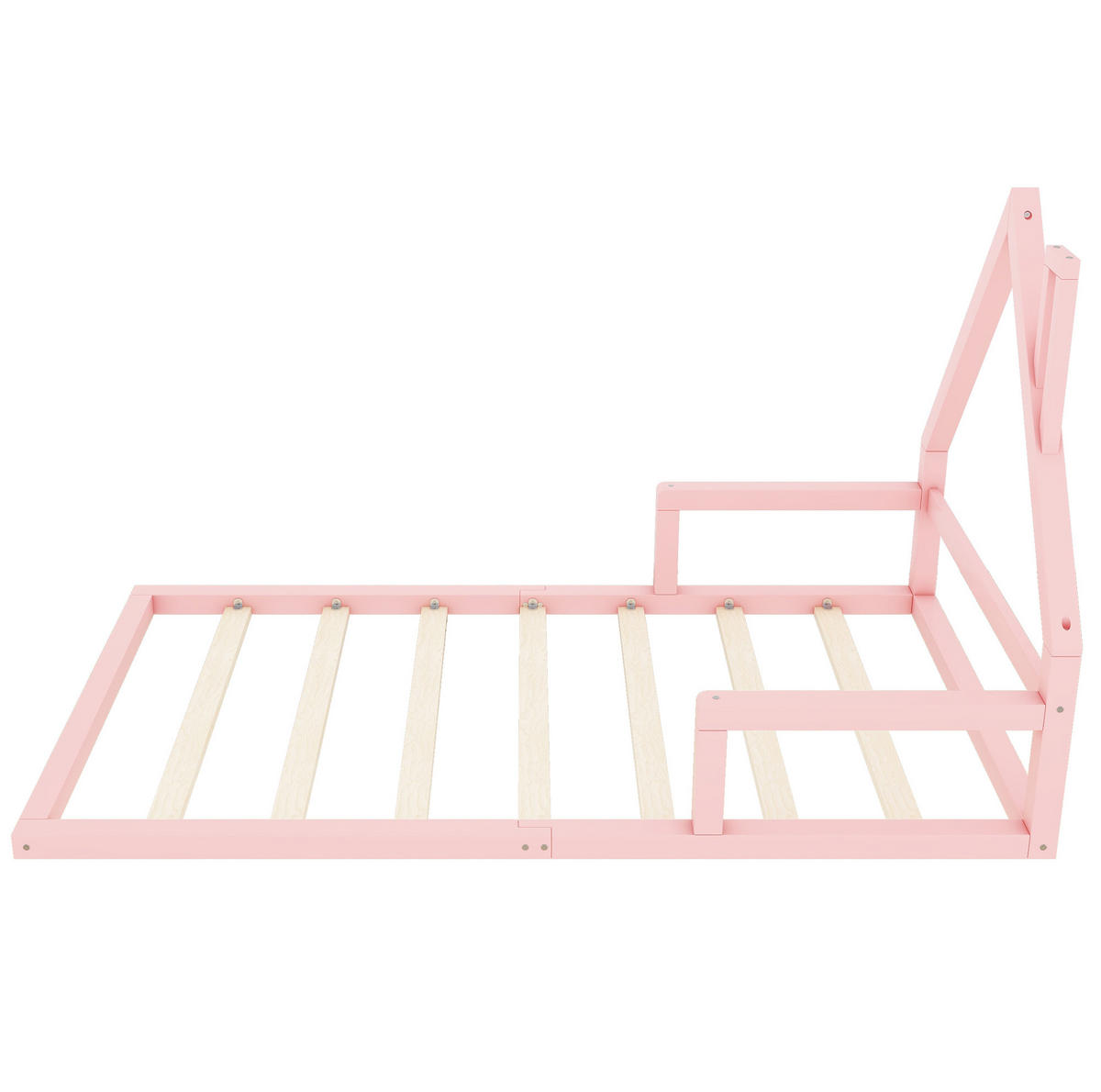 KINDERBETT aus Kiefernholz und MDF 90x200 cm Rosa in Hausform, pflegeleicht und stabil - Rosa, Holzwerkstoff (90/200cm) - Modfu
