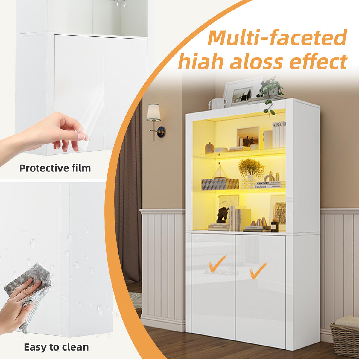 VITRINE in Weiß Standvitrine mit LED-Beleuchtung und Displayschicht für Wohnzimmer, B100/T35/H170cm - Weiß, Glas/Holzwerkstoff (100/170/35cm) - STILVORA