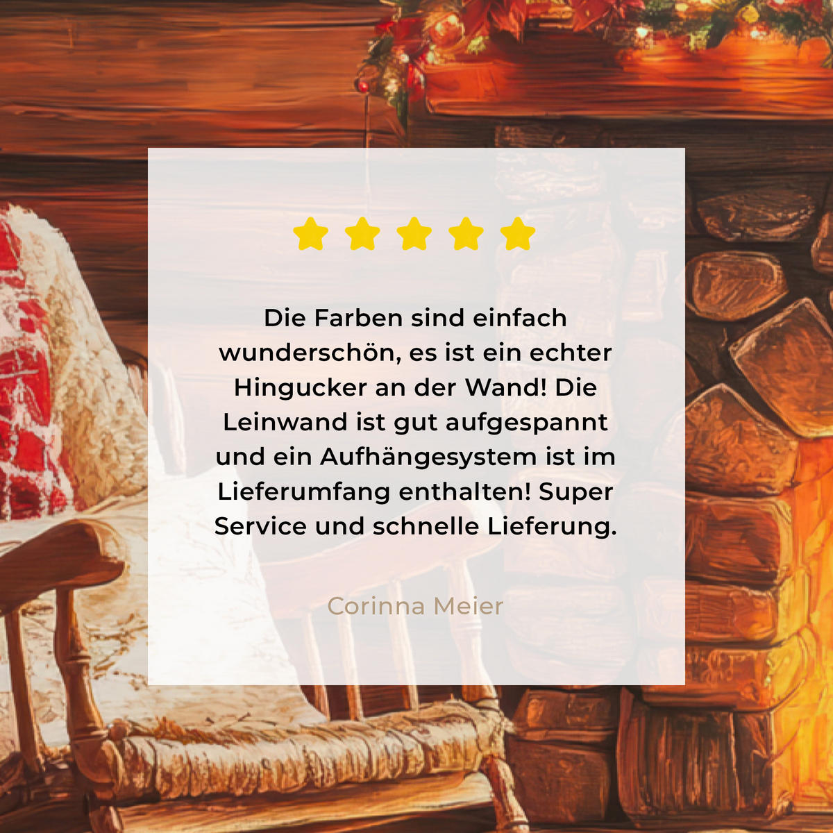 LEINWANDBILD Winter - Weihnachten - Zuhause - Kamin 20x30 cm - Bernsteinfarben, Textil (20/30cm) - MuchoWow