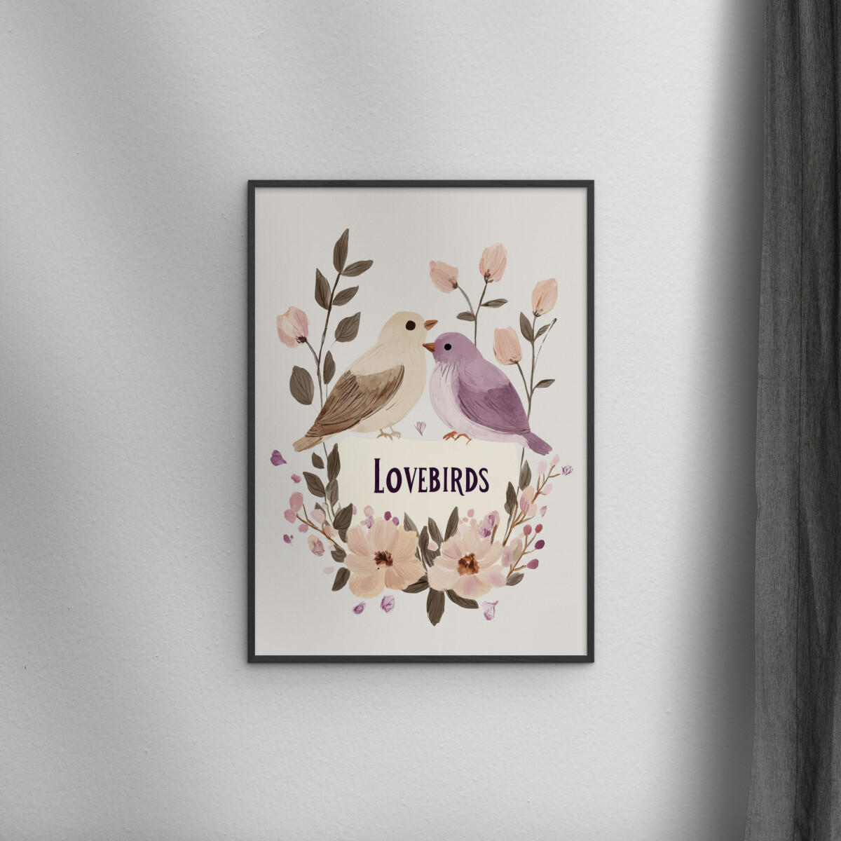 POSTER mit Rahmen Treechild - Lovebirds - Multicolor/Schwarz, Holz/Papier (50/70cm) - Poster&Frame