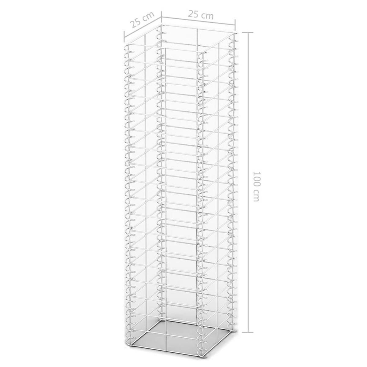 GARTENZAUN, Gabionen-Set, 25/25/100 cm, aus Stahl drahtverzinkt, für Garten und Sichtschutz, 3er-Set - Silberfarben, Metall (25/100cm) - vidaXL