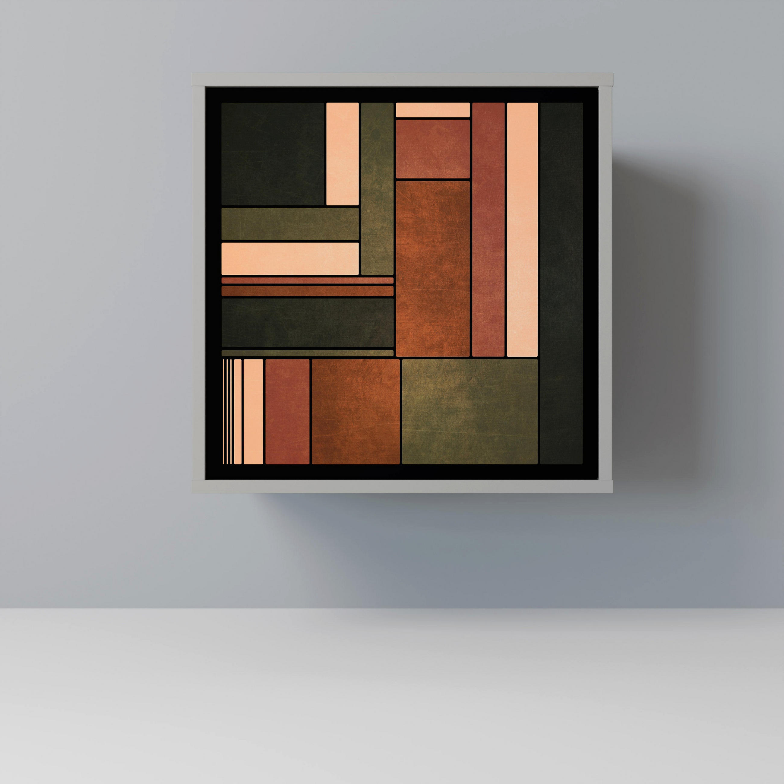 SIDEBOARD FIGURES OF NATURE, Grau, 57,5x42x57,5 cm, Ohne Füße - Multicolor/Grau, Holzwerkstoff (57.5/57.5/42cm) - SpaceRebels