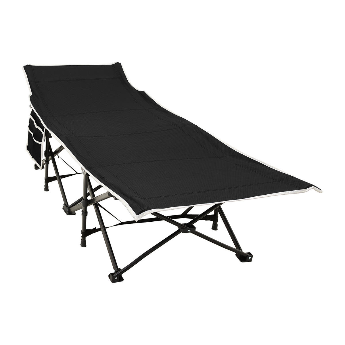 CAMPINGBETT Feldbett für Camping und Mittagspause in Schwarz Klappbar Platzsparend Robust und Langlebig 190 x 71 x 37 cm 6,78 kg - Schwarz, Metall - Livingandhome