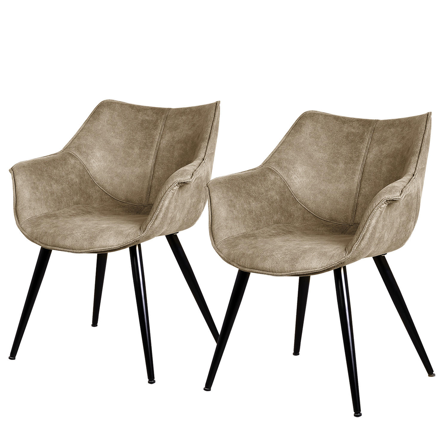 ARMLEHNENSTUHL - Schwarz/Cappuccino, Textil/Metall (70/81/64cm) - home24