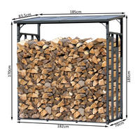 KAMINHOLZREGAL Außen Promo 185x70x185 cm Metall Anthrazit mit Wetterschutz 2,3 m³ / 3,5 SRM - Anthrazit, Metall (185/185/70cm) - QUICK STAR