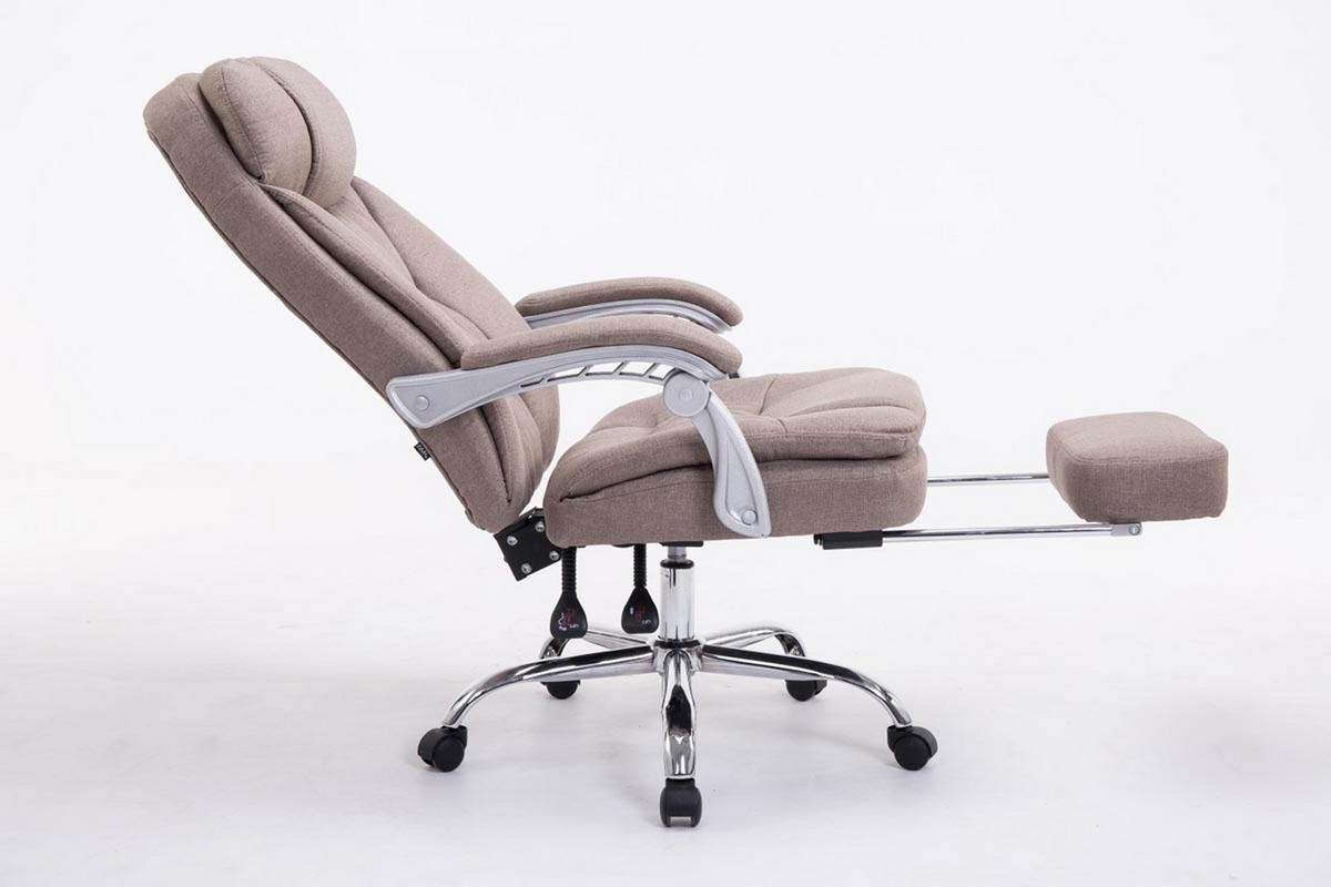 BÜROSTUHL XL Troja, Stoff Taupe - Taupe, Textil/Metall (67/122/67cm) - TPFLiving