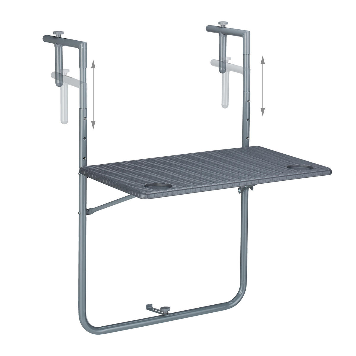 BALKONHÄNGETISCH - Grau, Kunststoff/Metall (60/59.5/84cm) - Relaxdays