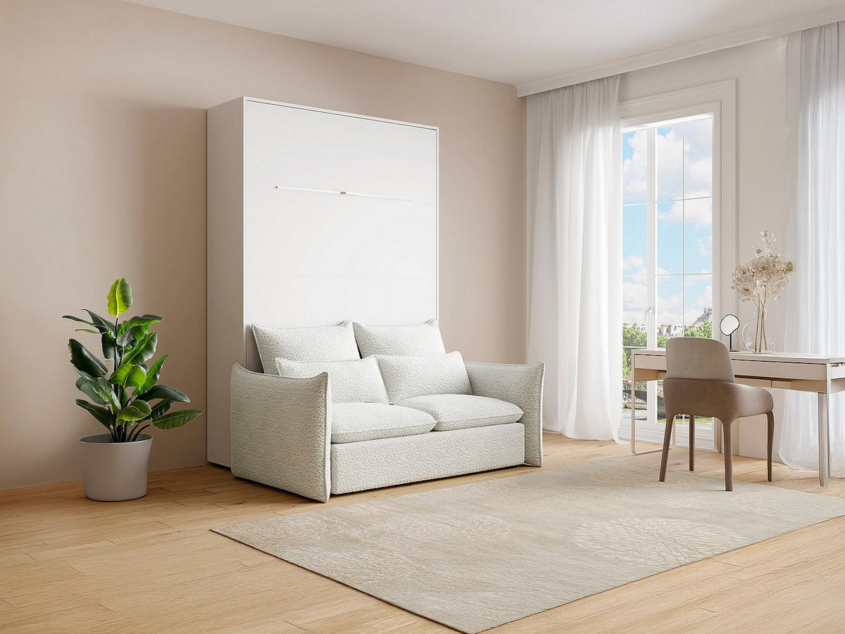 SCHRANKBETT - -Sitzer - Holz, Platte - Weiß - - Weiß, Holz (239.2/208cm) - Vente-Unique