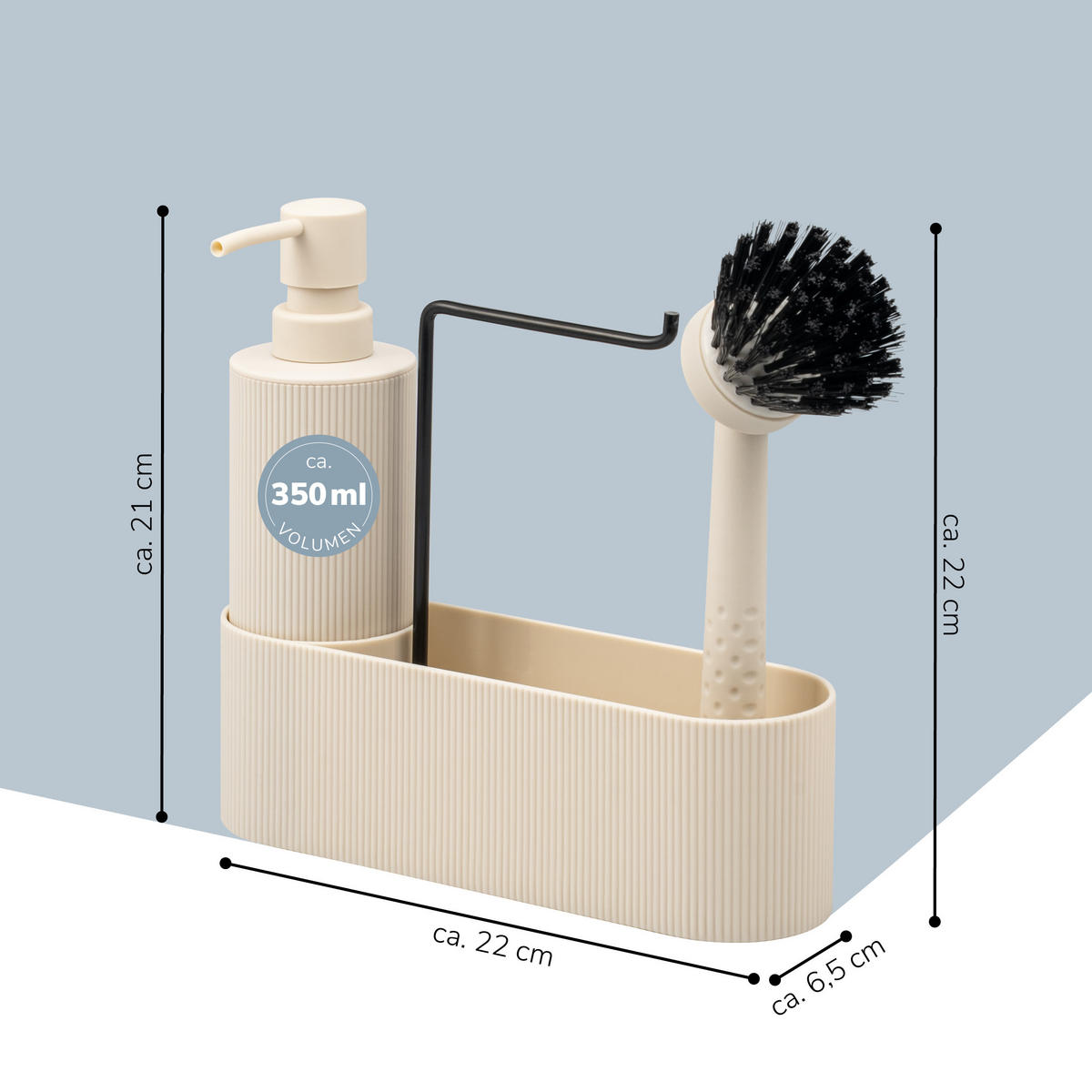 SPÜLBECKEN-SET, beige, Kunststoff - Beige, Kunststoff (22/21/6.5cm) - eluno