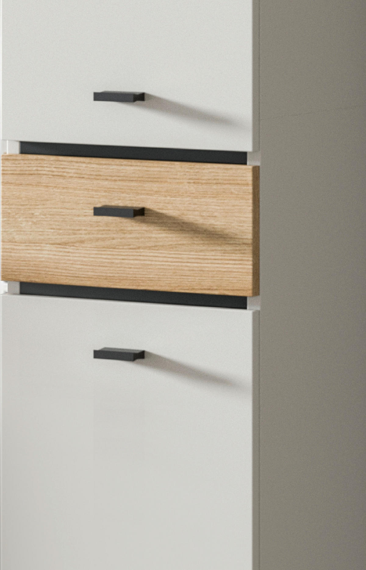 HOCHSCHRANK Kaschmir, Evoke Eiche 32 x 191 cm, Badschrank mit wechselbarem Türanschlag - Kaschmir/Eichefarben, Holzwerkstoff/Kunststoff (32/191/30cm) - Inn.Furn