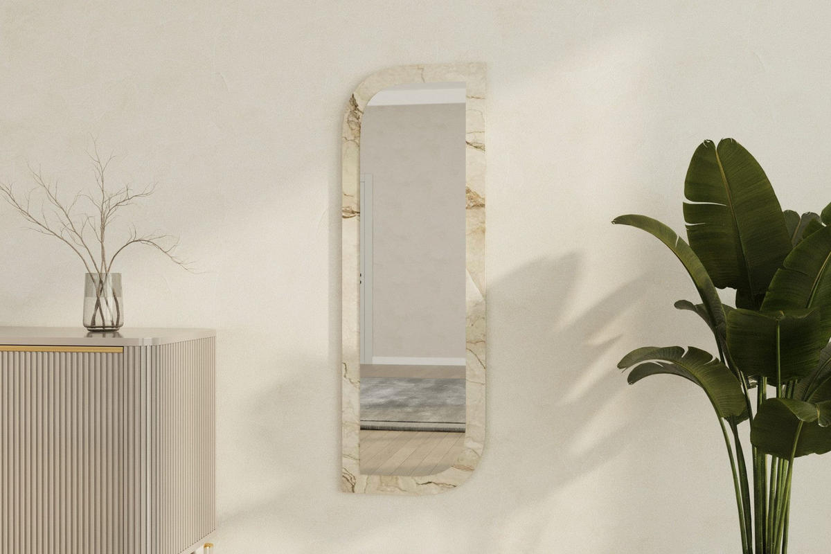 WANDSPIEGEL 120x40cm Granit Optik Designspiegel - Grau, Glas (120/40/2cm) - Ibonto