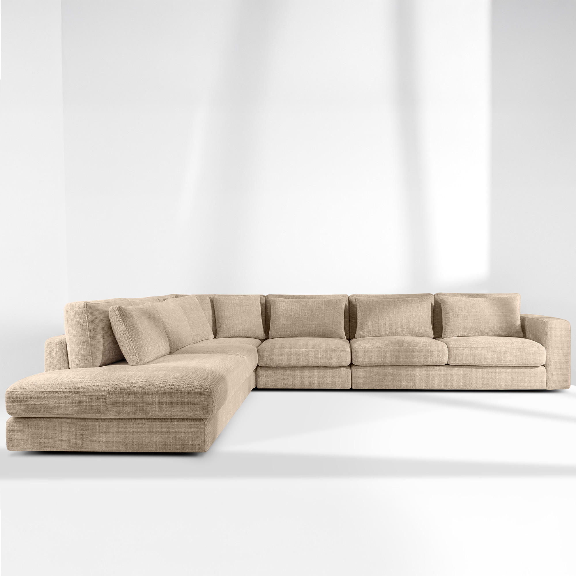 ECKSOFA XL links VERUS - Beige, Holz/Holzwerkstoff (377/328cm) - KONSIMO®