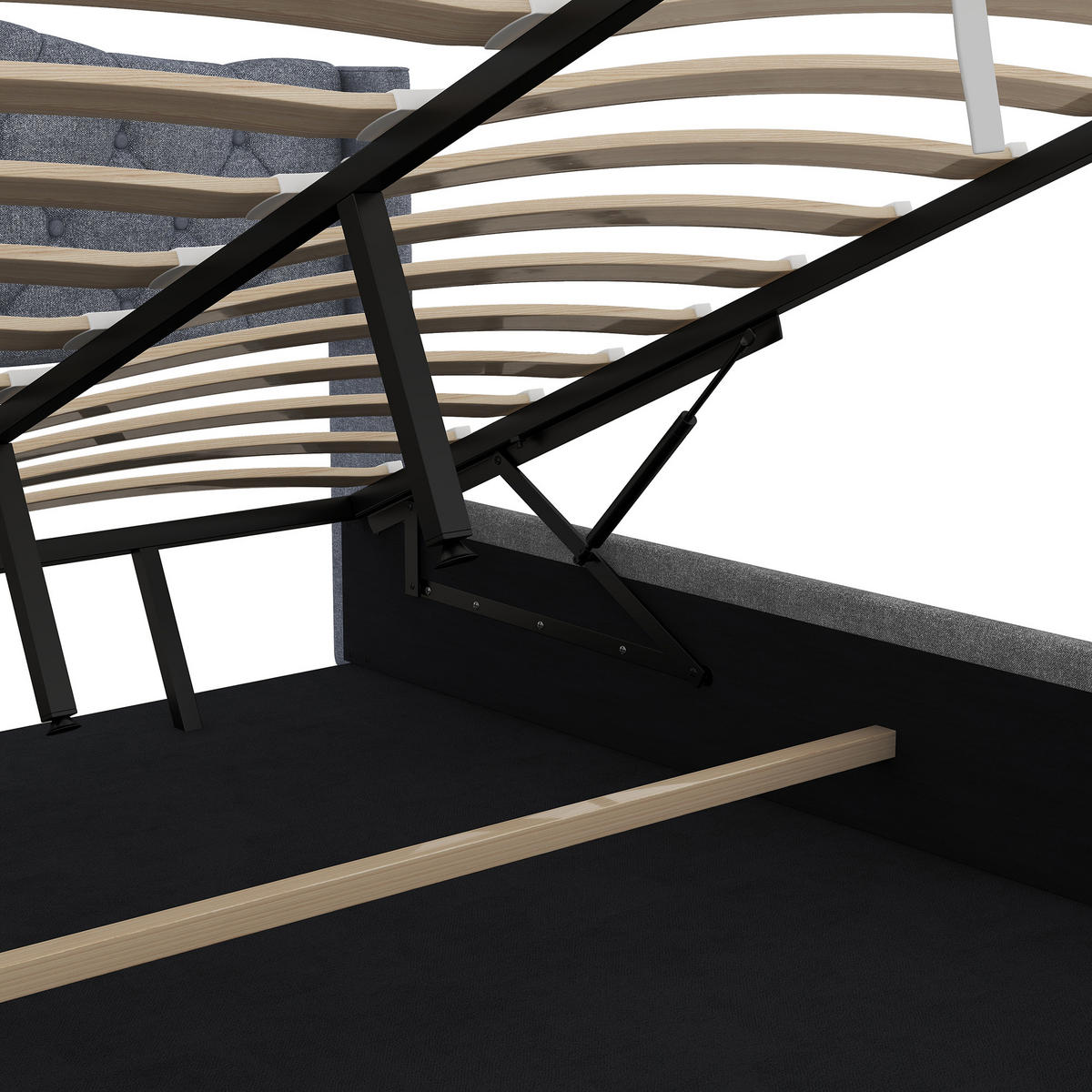 POLSTERBETT 180/200 cm grau mit hydraulischer Lagerung - Grau, Textil (180/200cm) - OKWISH