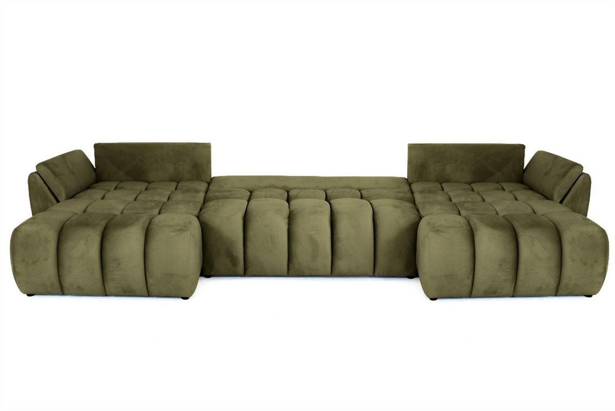 WOHNLANDSCHAFT Collin Mit Schlaffunktion - Grün, Holzwerkstoff/Textil (382/85/185cm) - Fun Möbel