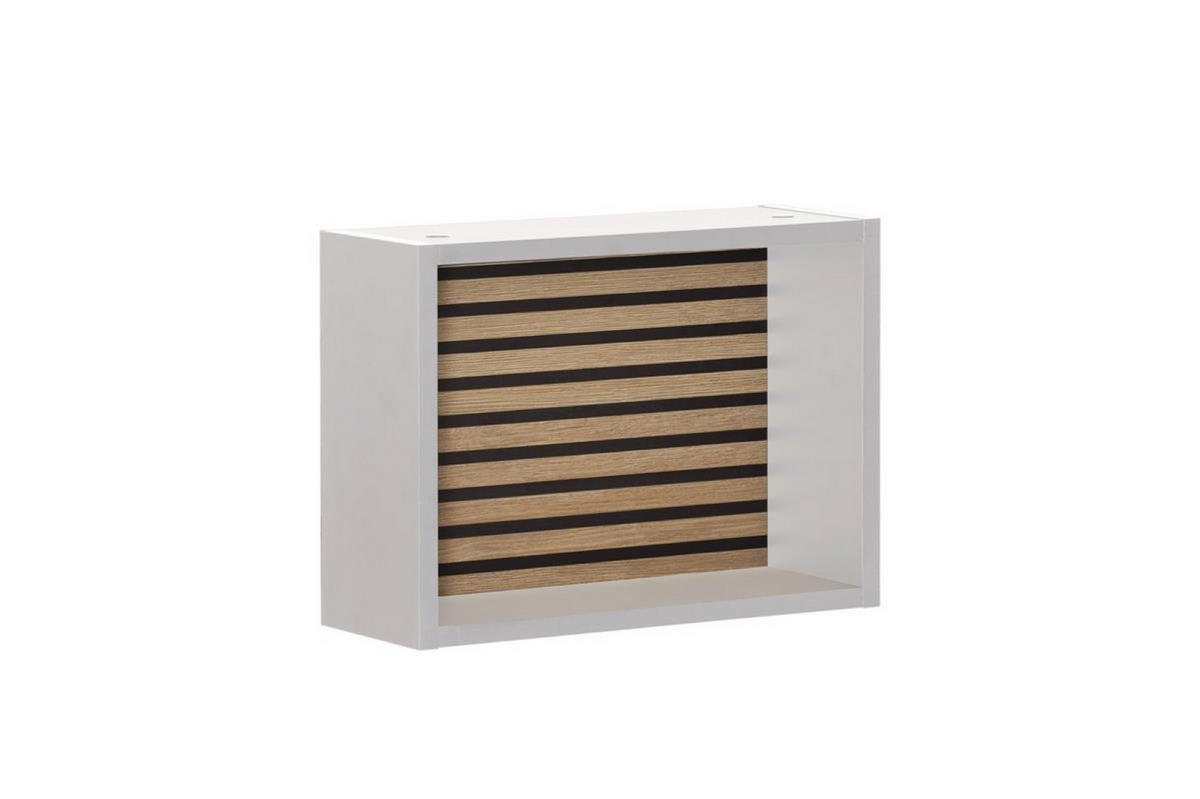 WANDREGAL Zebra 30x40x16 cm 1x Würfelregal Akustikpaneele Eiche/Weiß - Weiß, Holz (40/30/16cm) - PROREGAL