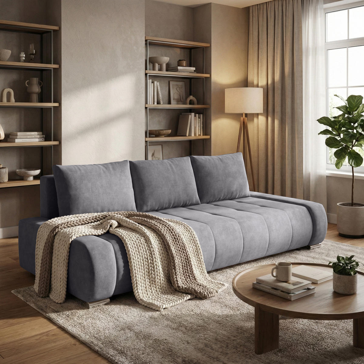 ROZKLÁDACÍ pohovka Draco 3místná, s úložným prostorem, šedá - šedá, textil (240/85/110cm) - Beautysofa