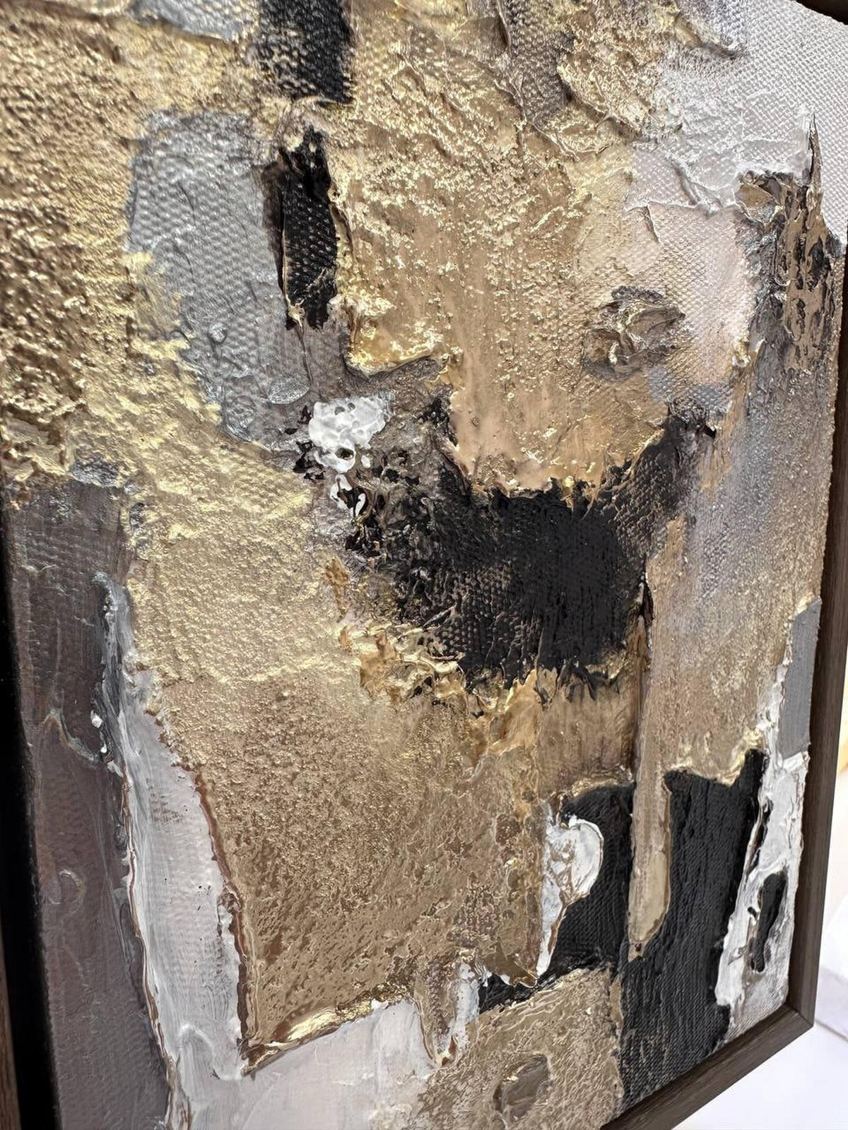GEMÄLDE Goldene Fragmente Schattenfugenrahmen Grau 20x15 cm - Grau, Holz (20/15cm) - YS-art gallery