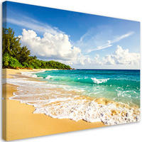 BILD auf Leinwand, Tropischer Strand und türkisfarbenes Meer - Blau, Textil (45/30cm) - Feeby